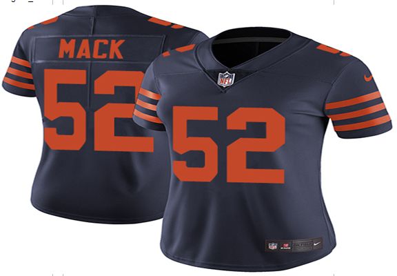 Women Chicago Bears 52 Mack Blue Orange Nike Vapor Untouchable Player NFL Jerseys